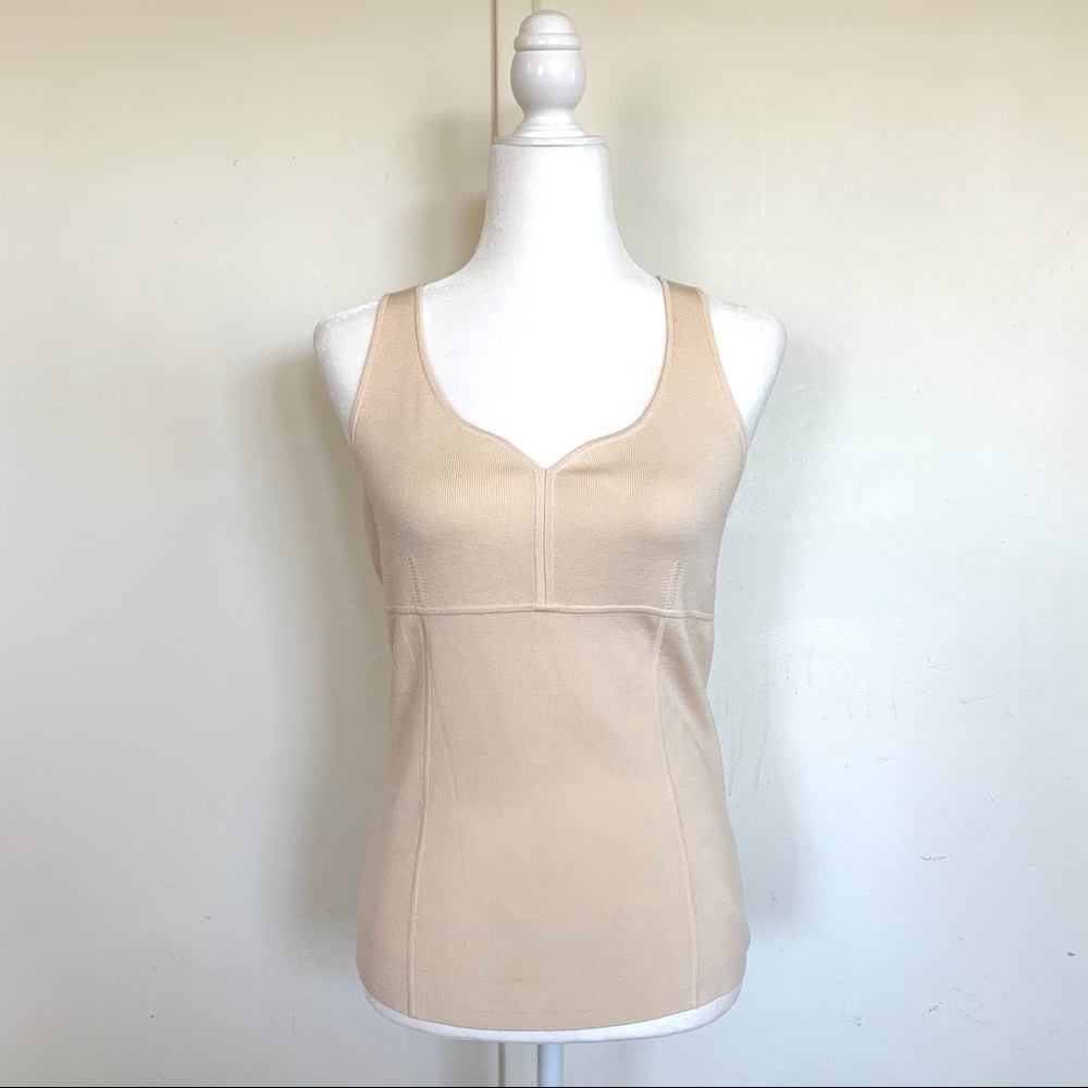 ANN TAYLOR sweetheart neck cream ribbed tank